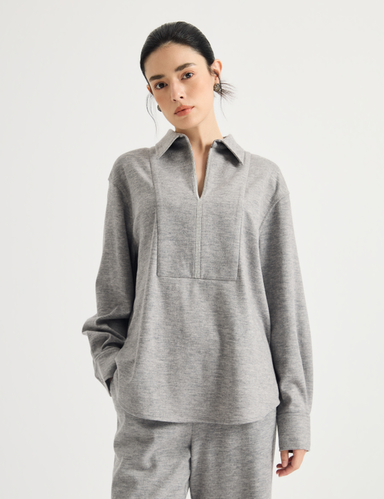 Wool-blend half-zip pullover | KL9623942