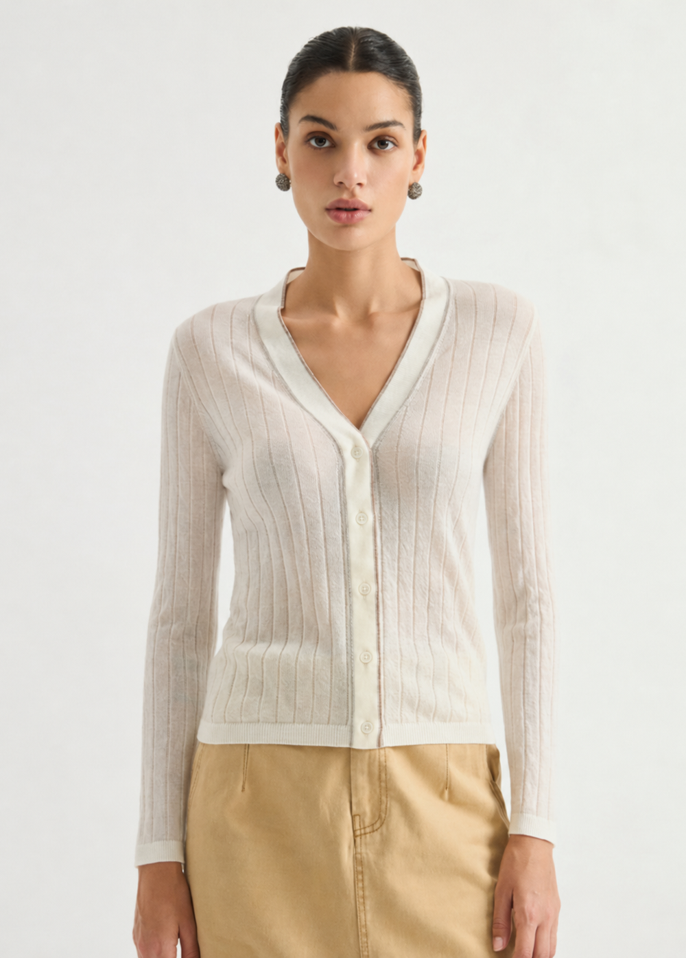 Ribbed wool-blend v-neck cardigan | BD3621693