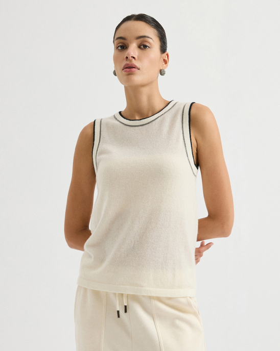 Contrast-trim cashmere-blend knit vest | BD3621696