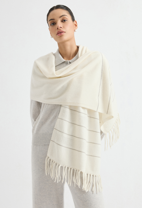 Fringed knit shawl — BD3621909