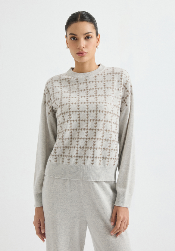 Patterned crewneck knit sweater — BD4621876