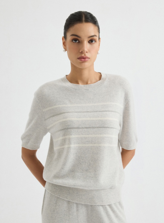 Short-sleeve textured knit top