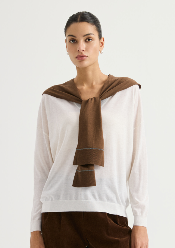 Tie-front knit shoulder scarf | BY3621814