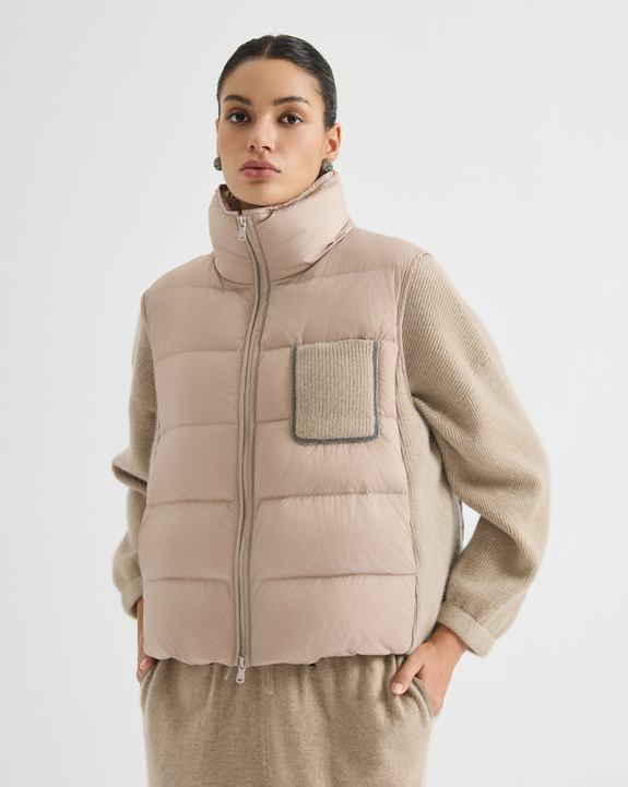 Padded-panel knit jacket