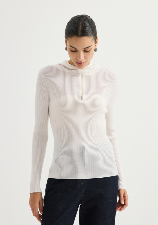 Ribbed half-zip knit sweater — BY4621718