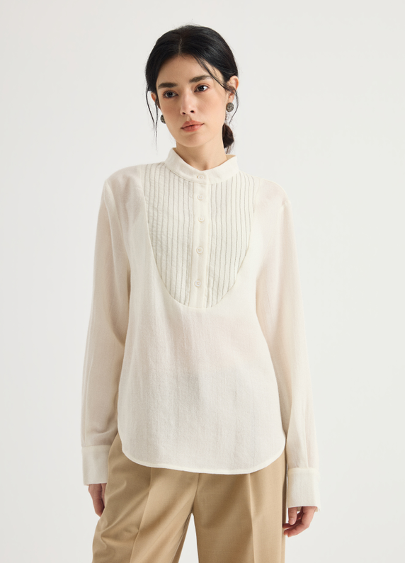 Wool bib-front shirt