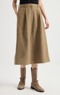 Linen-wool pleated midi skirt | KT7623902