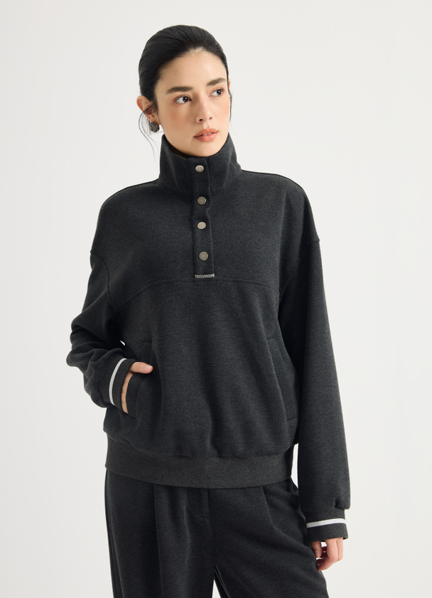 Button-neck knit pullover | KT7623969