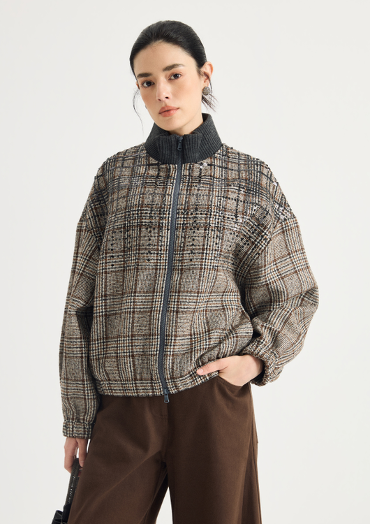 Checked zip-front jacket | KX7623933