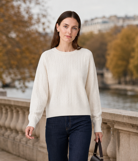 Relaxed crewneck knit sweater