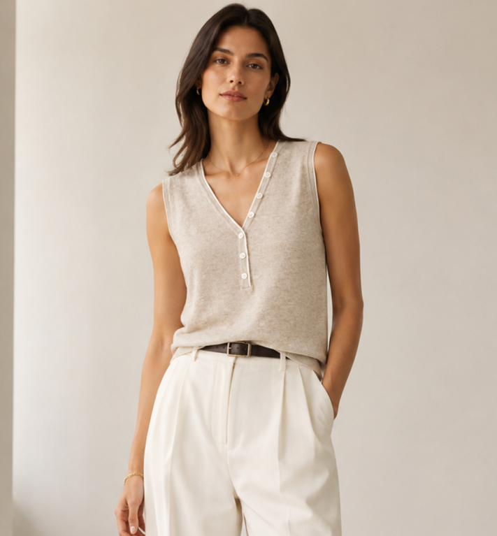 Sleeveless V-neck knit vest — ML62129