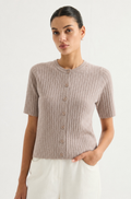 Short-sleeve ribbed knit cardigan | MZ62010