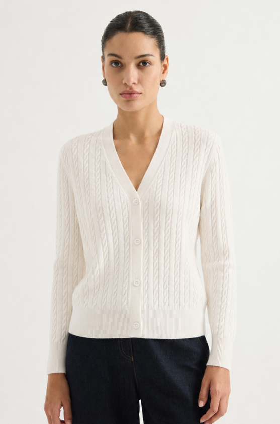 Textured v-neck knit cardigan