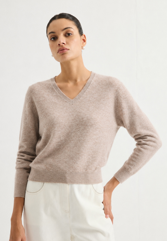 V-neck knit sweater