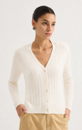 Ribbed V-neck cardigan — MZ62018