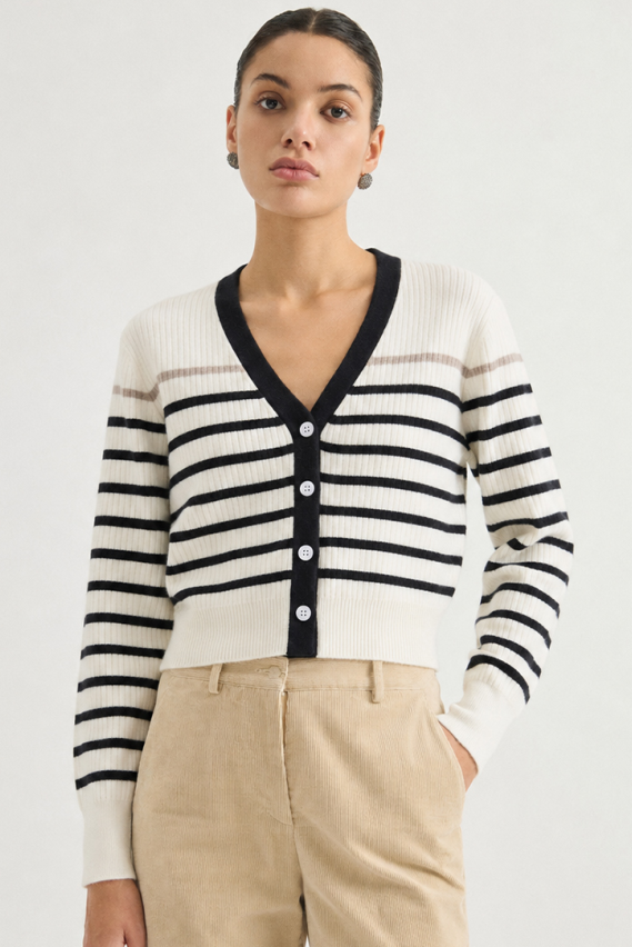 Striped V-neck cardigan