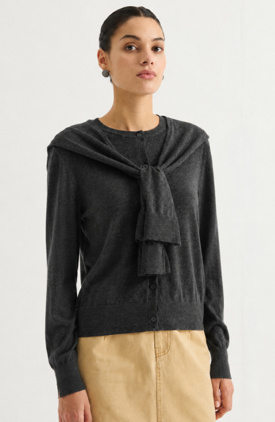 Scarf-detail knit sweater