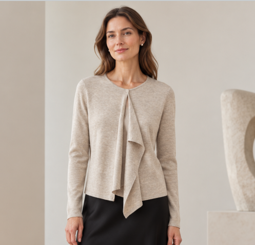 Scarf-detail knit cardigan
