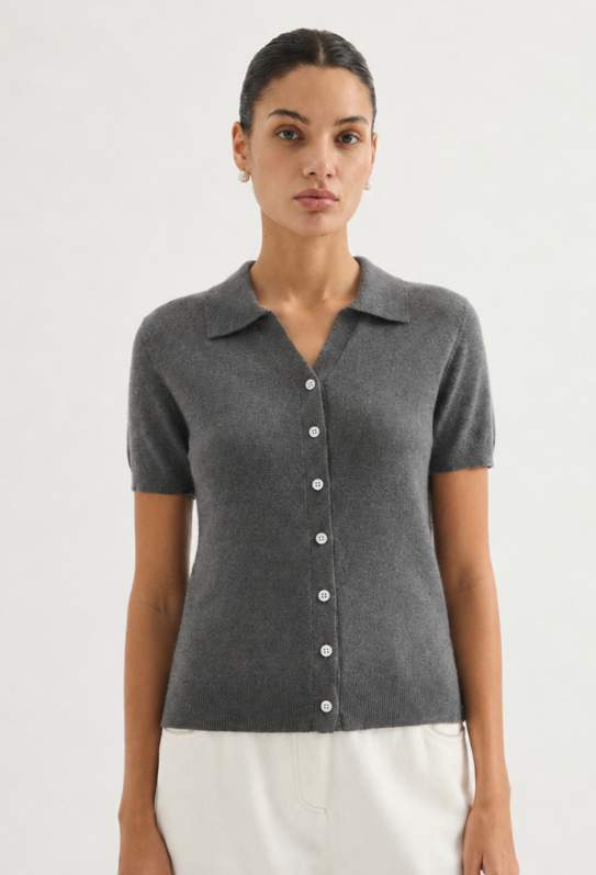 Short-sleeve knit cardigan