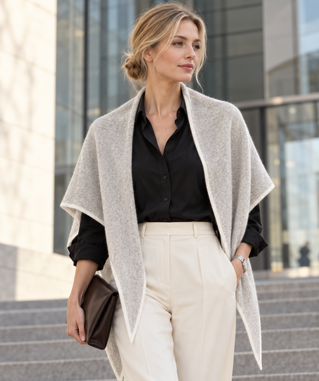 Open-front knit shawl