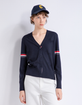 Sleeve-stripe wool v-neck cardigan | TH862013