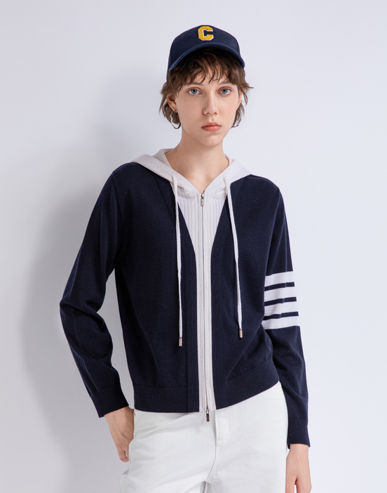 Tie-neck wool cardigan