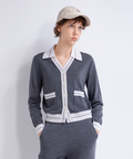 Contrast-pocket wool cardigan | TH862026