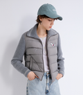 Padded-front knit-sleeve jacket — TX862036