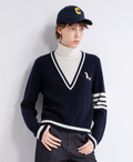 Striped-trim V-neck sweater — TX862140
