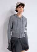 Ribbed zip-front knit hoodie — TX862228