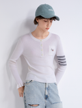 Contrast-stripe henley sweater — TY862017