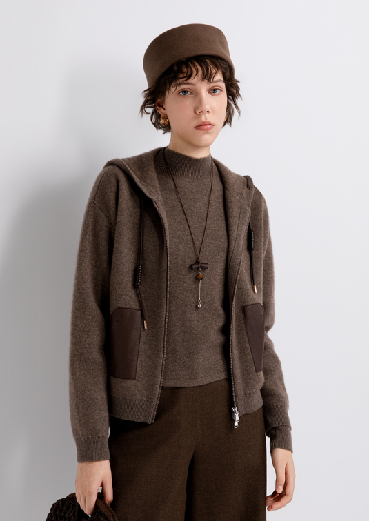 Patch-pocket knit cardigan