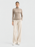 Ribbed wool-blend turtleneck sweater — Front view