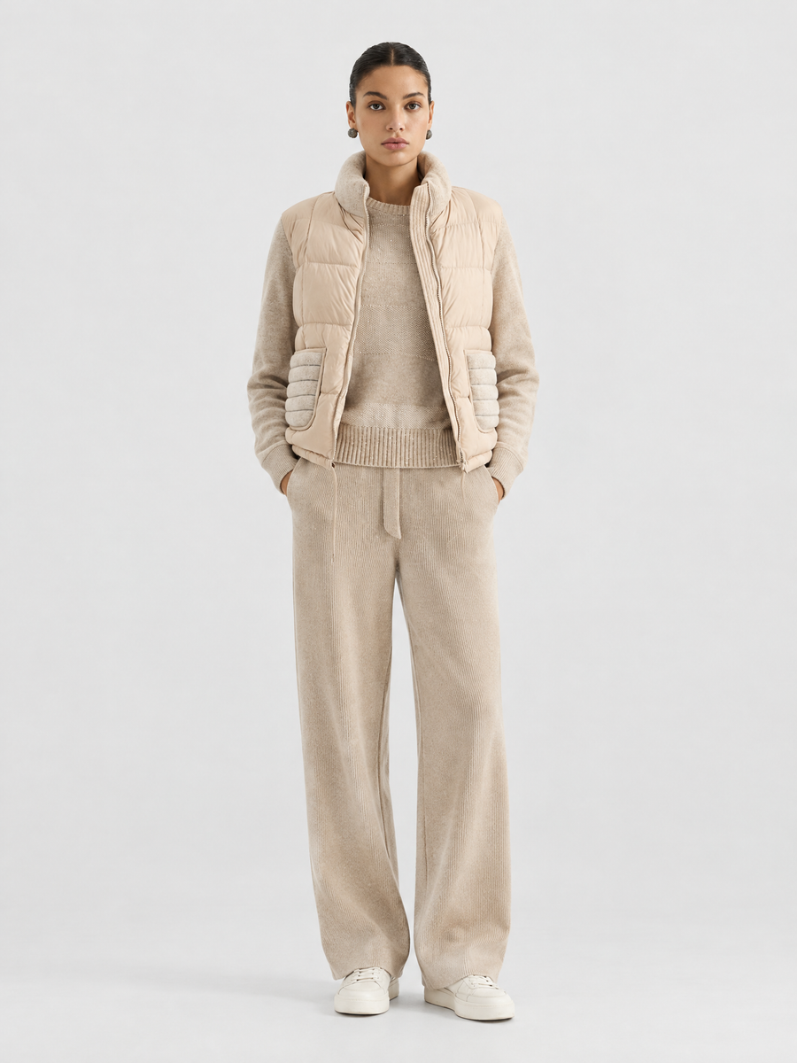 Wool-knit goose-down jacket
