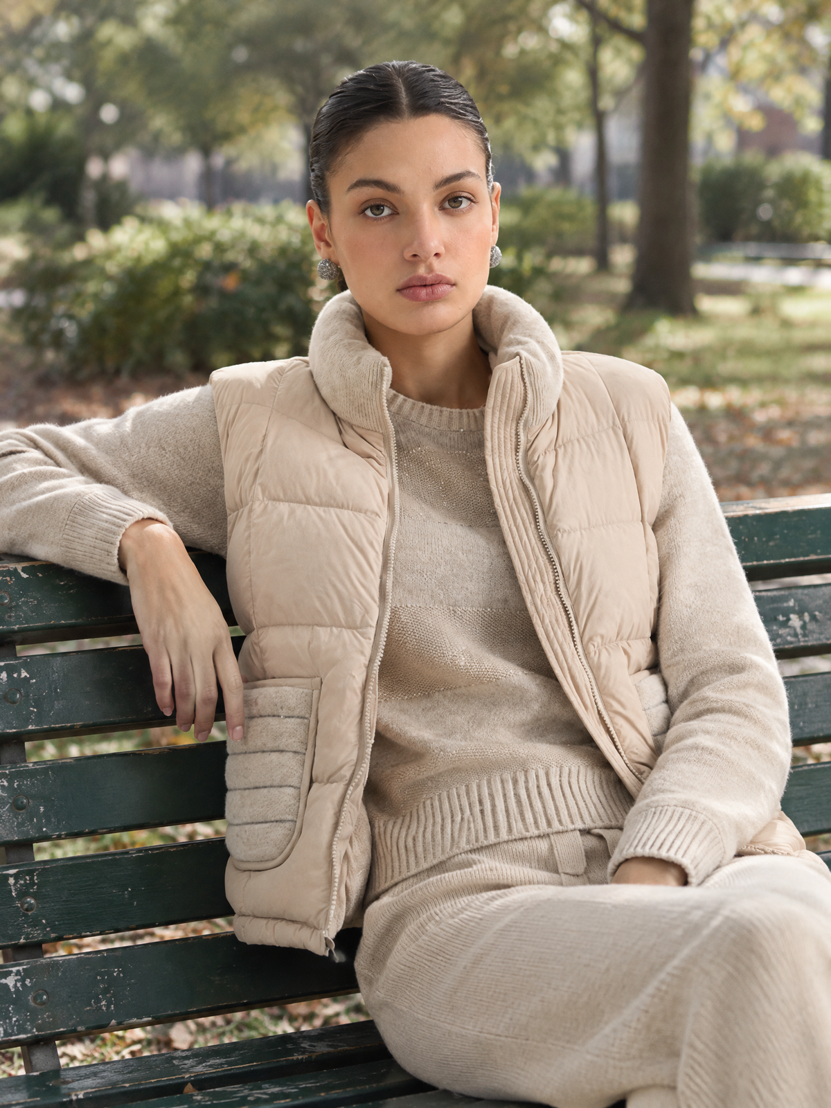 Wool-knit goose-down jacket — Lifestyle scene