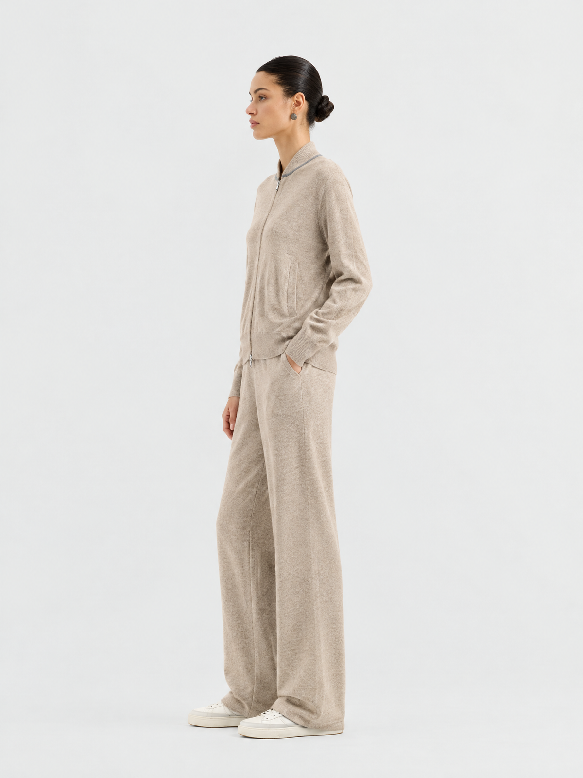 Cashmere zip cardigan — Side view