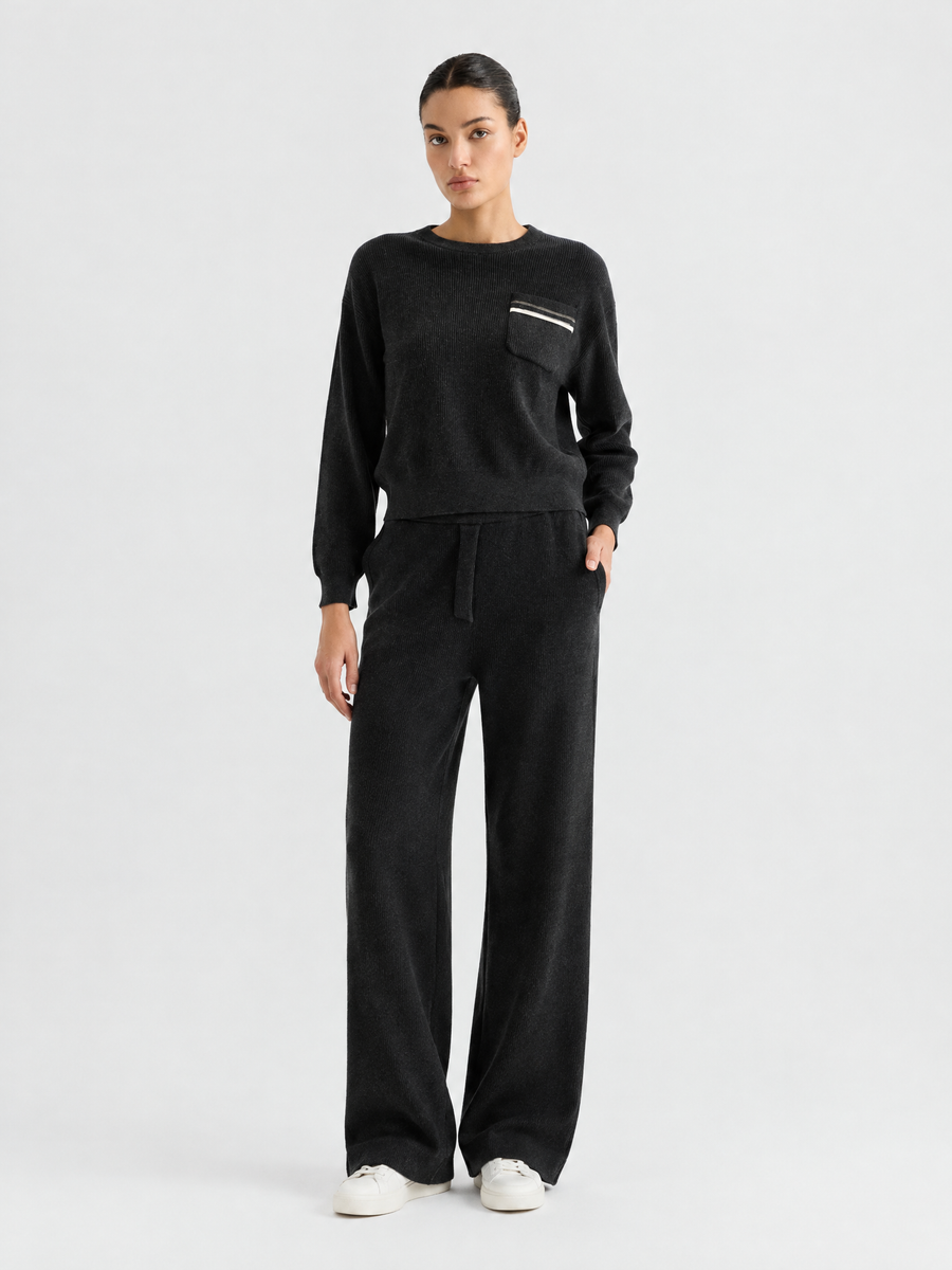 Pocket-detail crewneck sweater