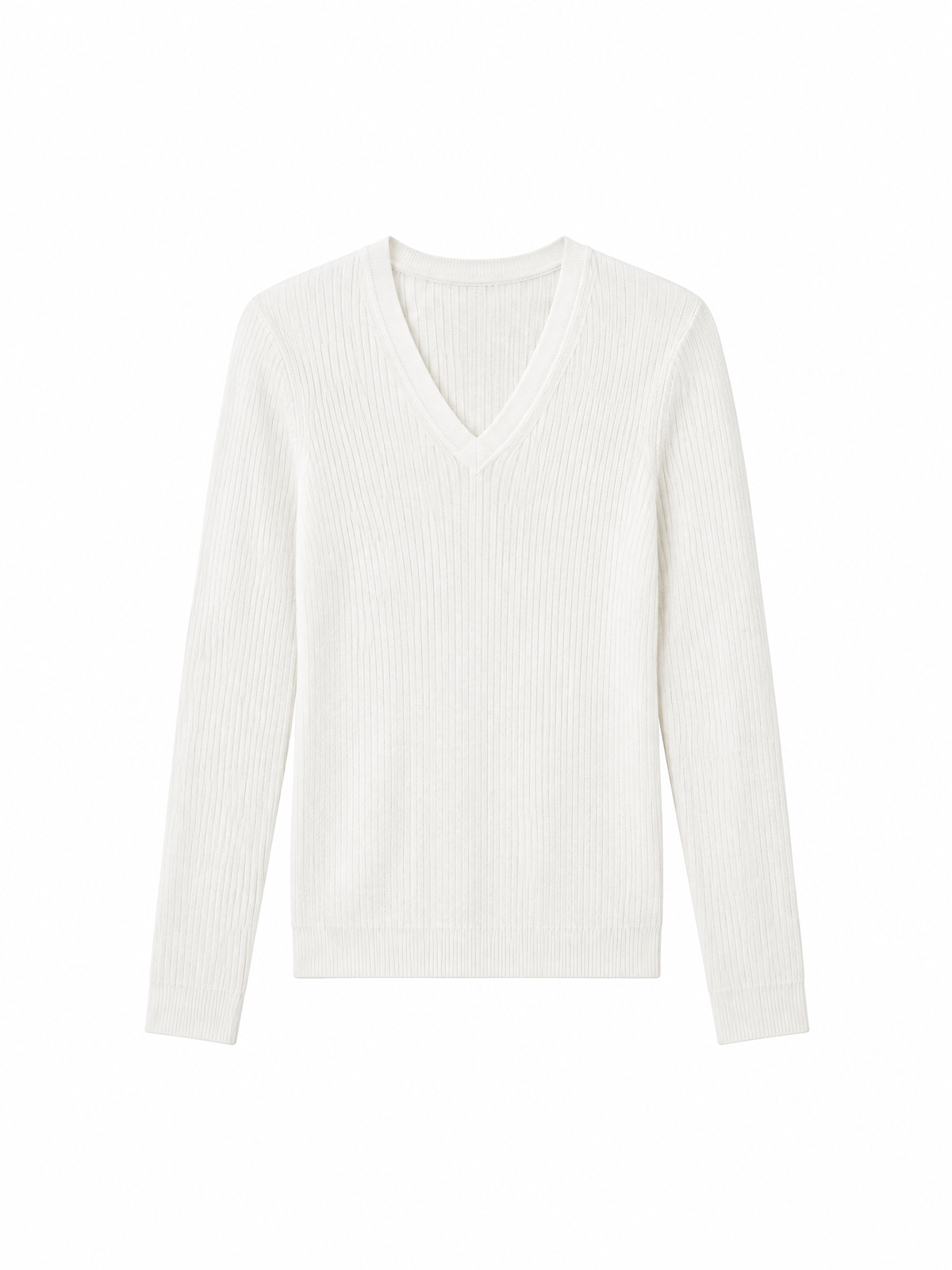 V-neck knit sweater — Flat-lay view