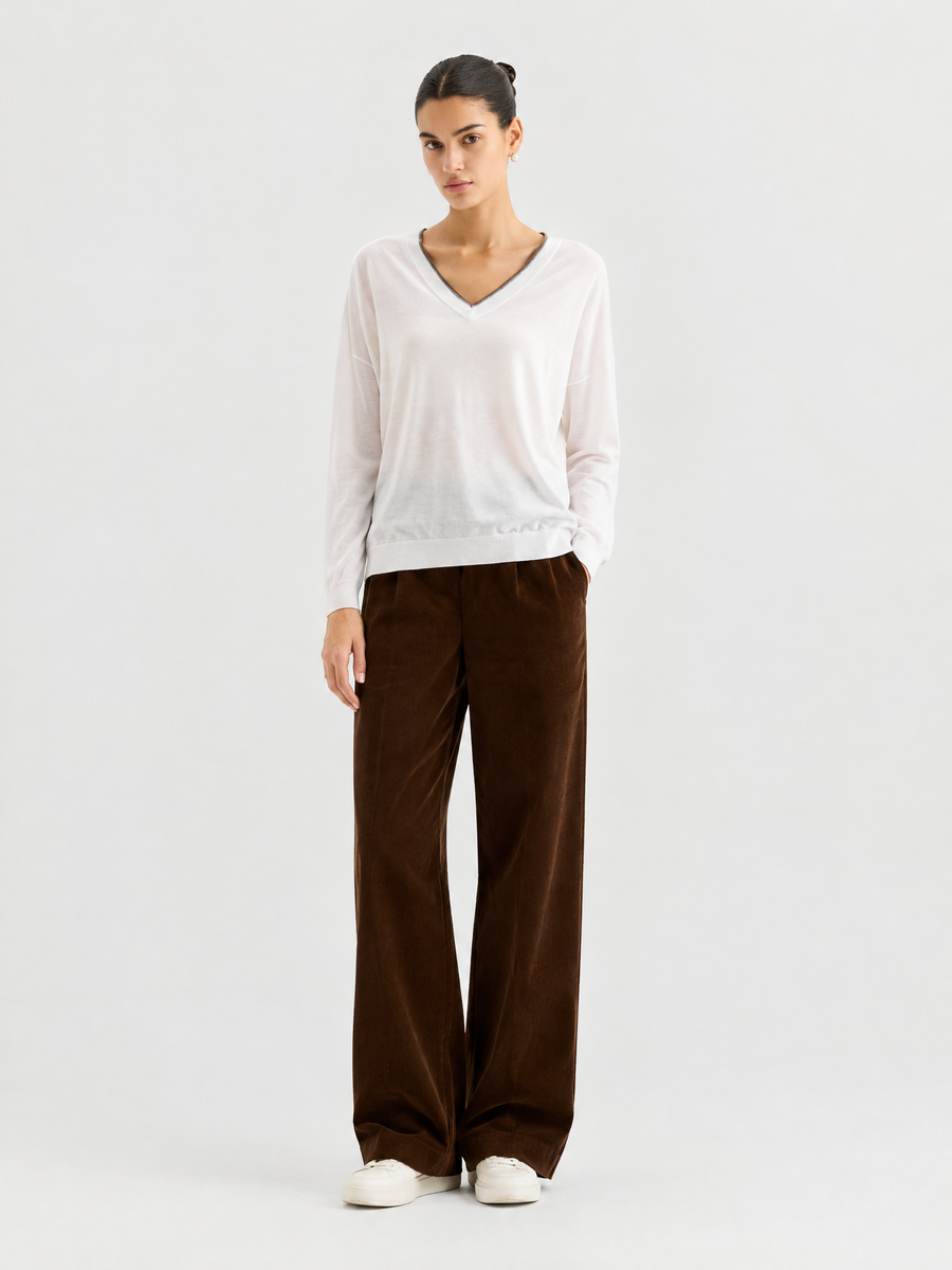 V-neck knit sweater
