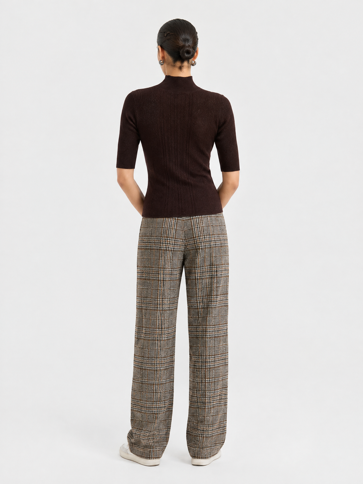 Short-sleeve mock-neck knit top — Back view