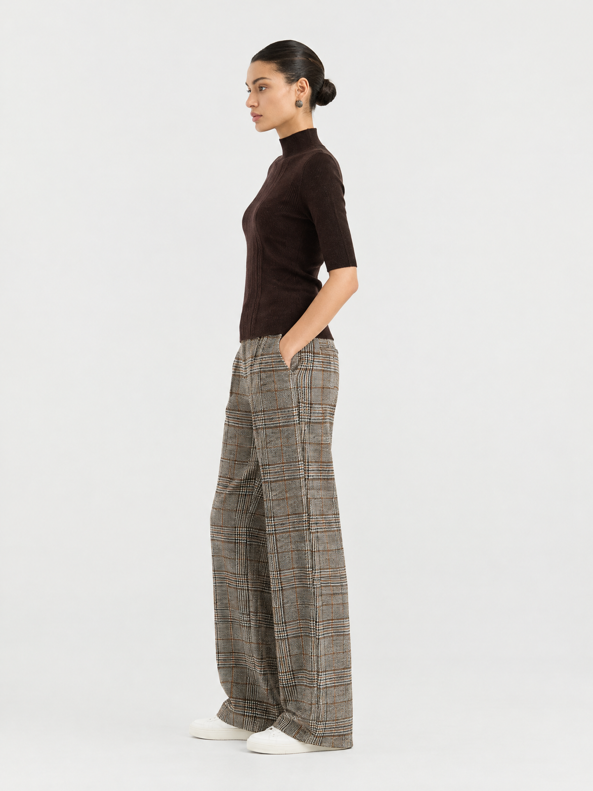Short-sleeve mock-neck knit top — Side view