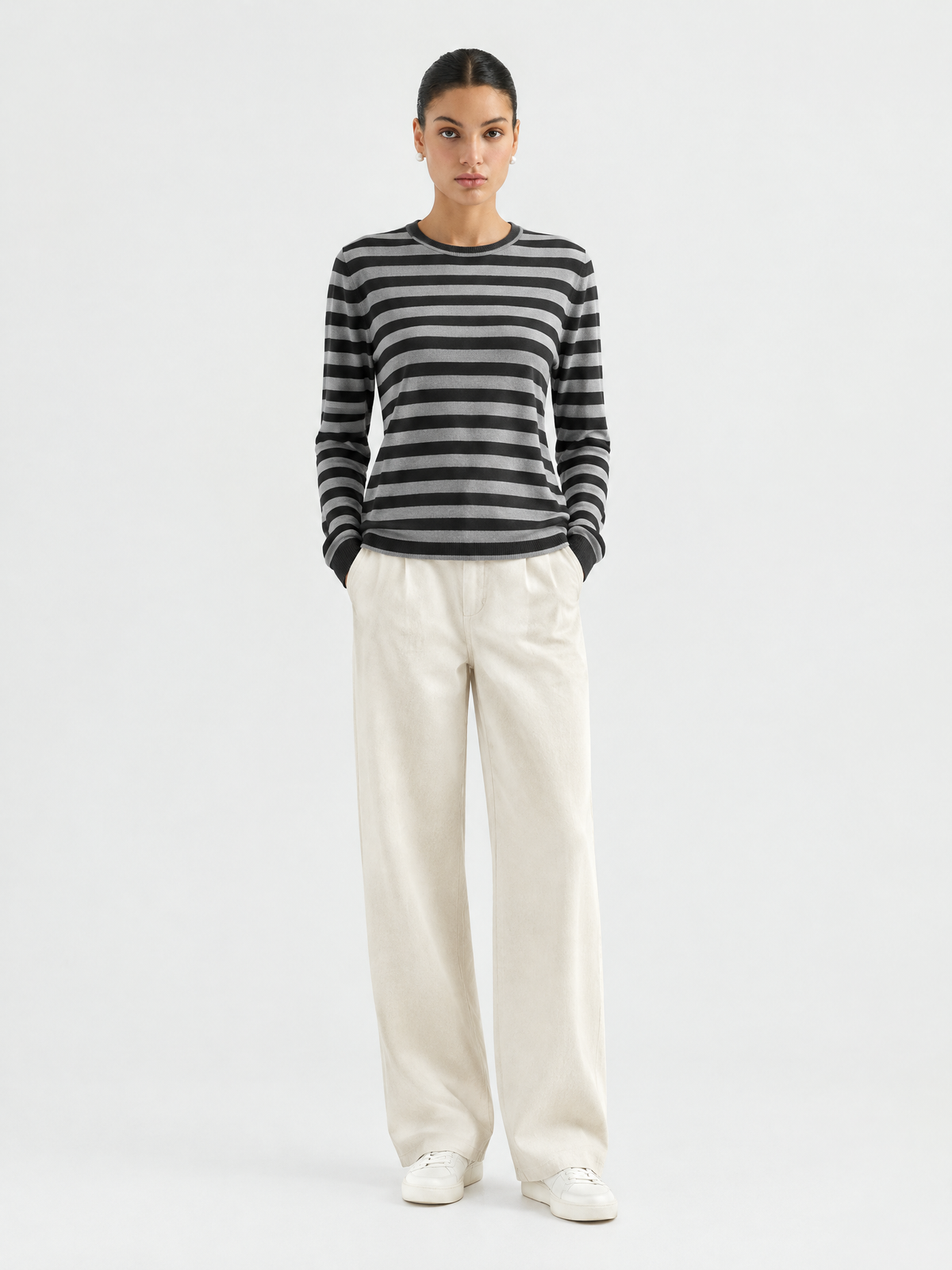 Striped crewneck sweater — Front view