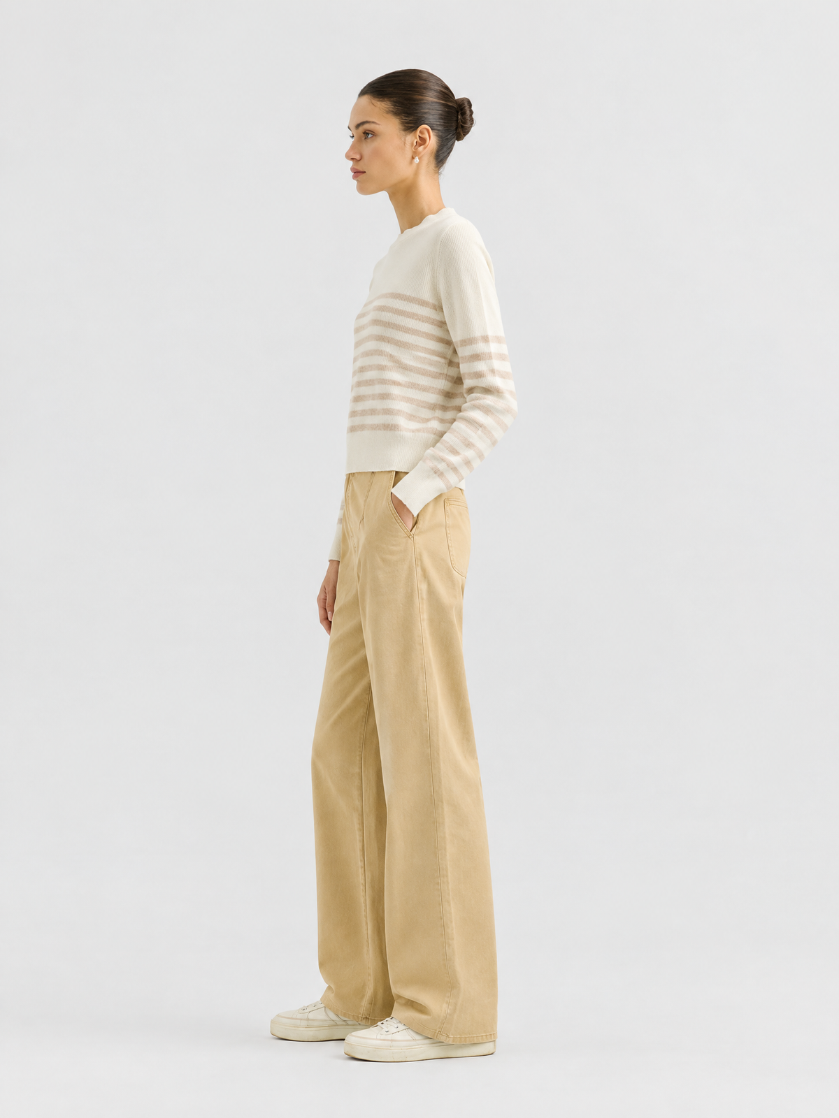 Striped crewneck sweater — Side view