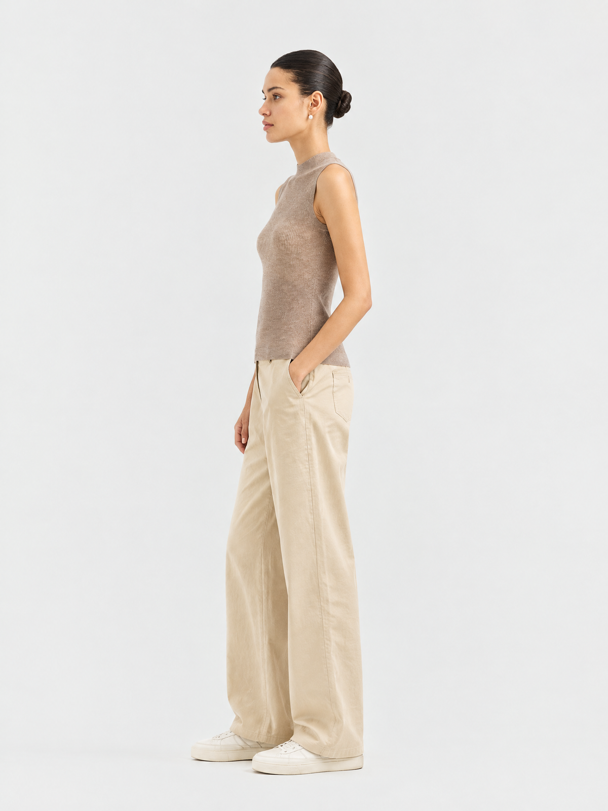 Mock-neck knit vest — Side view