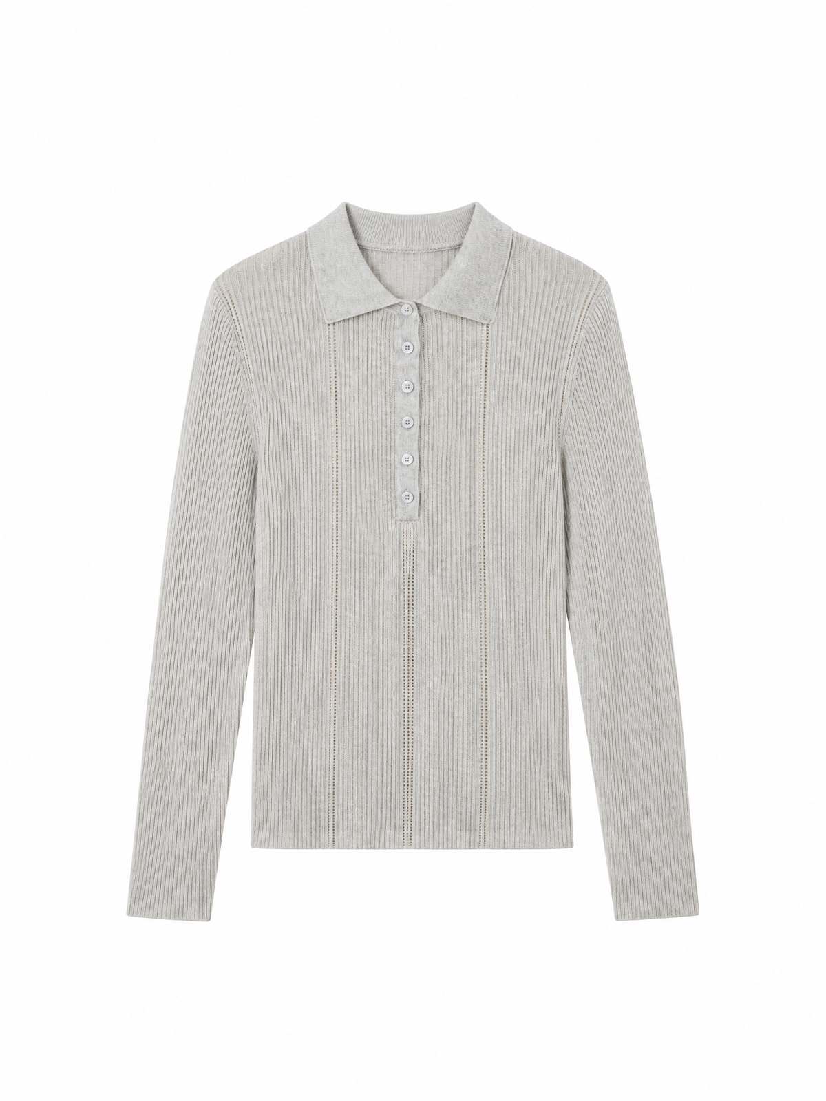 Ribbed polo-collar cardigan — Flat-lay view