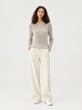 Ribbed polo-collar cardigan — Front view