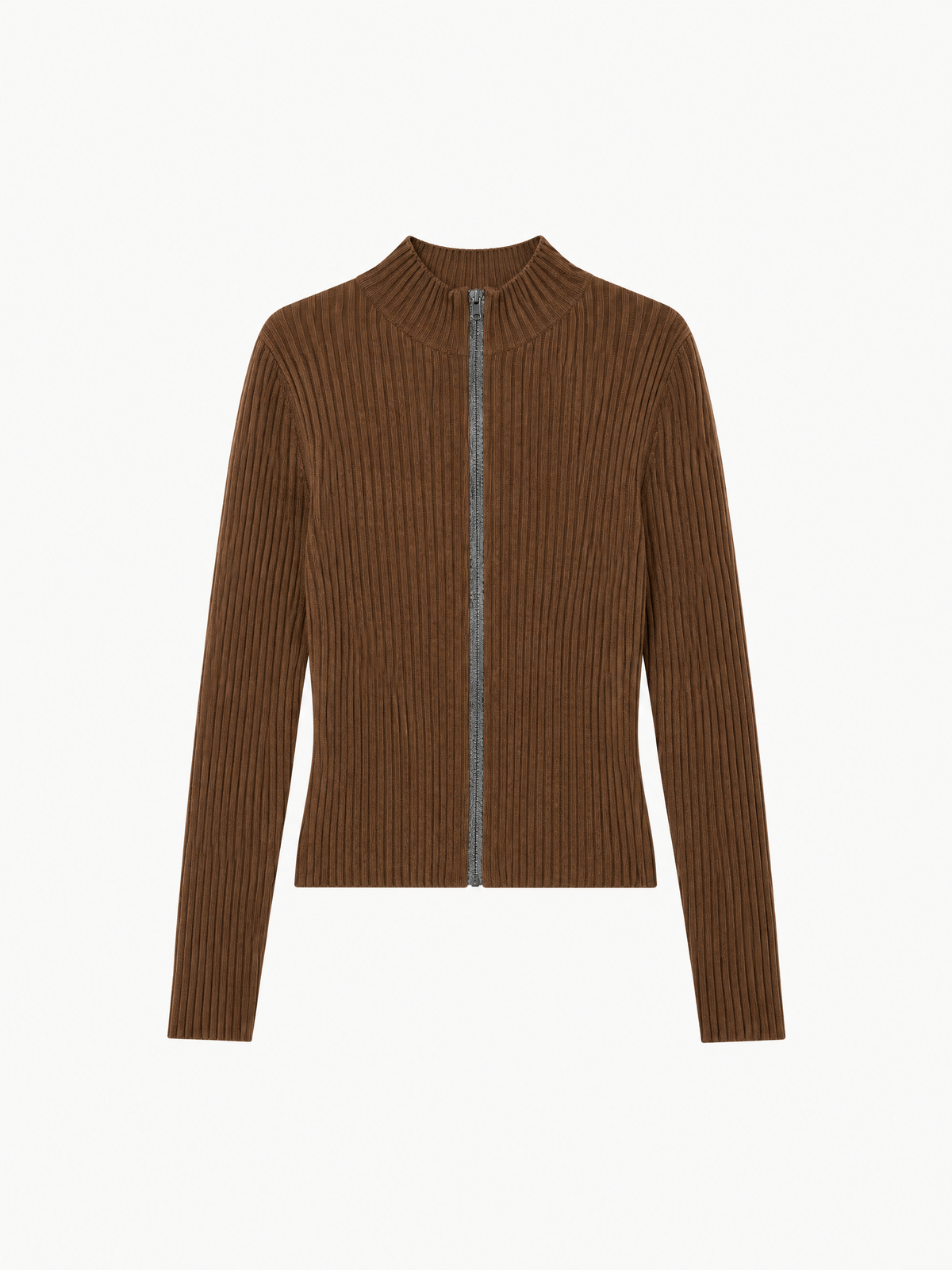 Ribbed zip cardigan — Flat-lay view