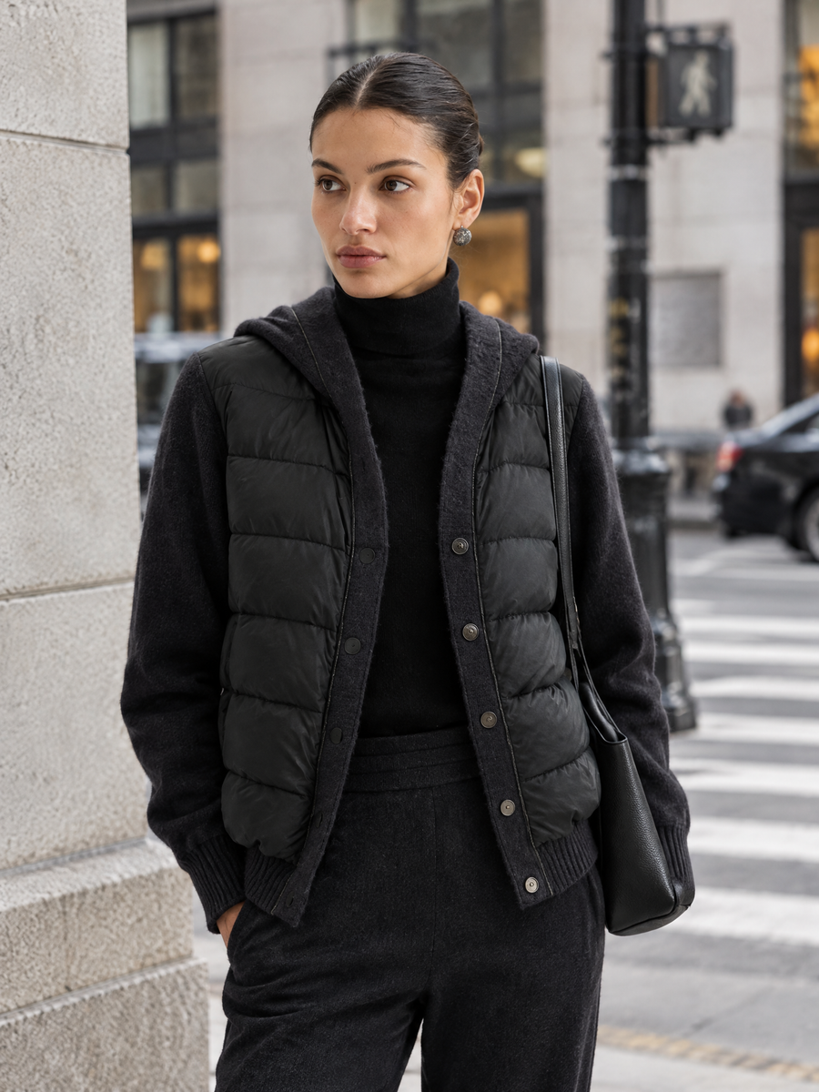 Quilted-front knit vest