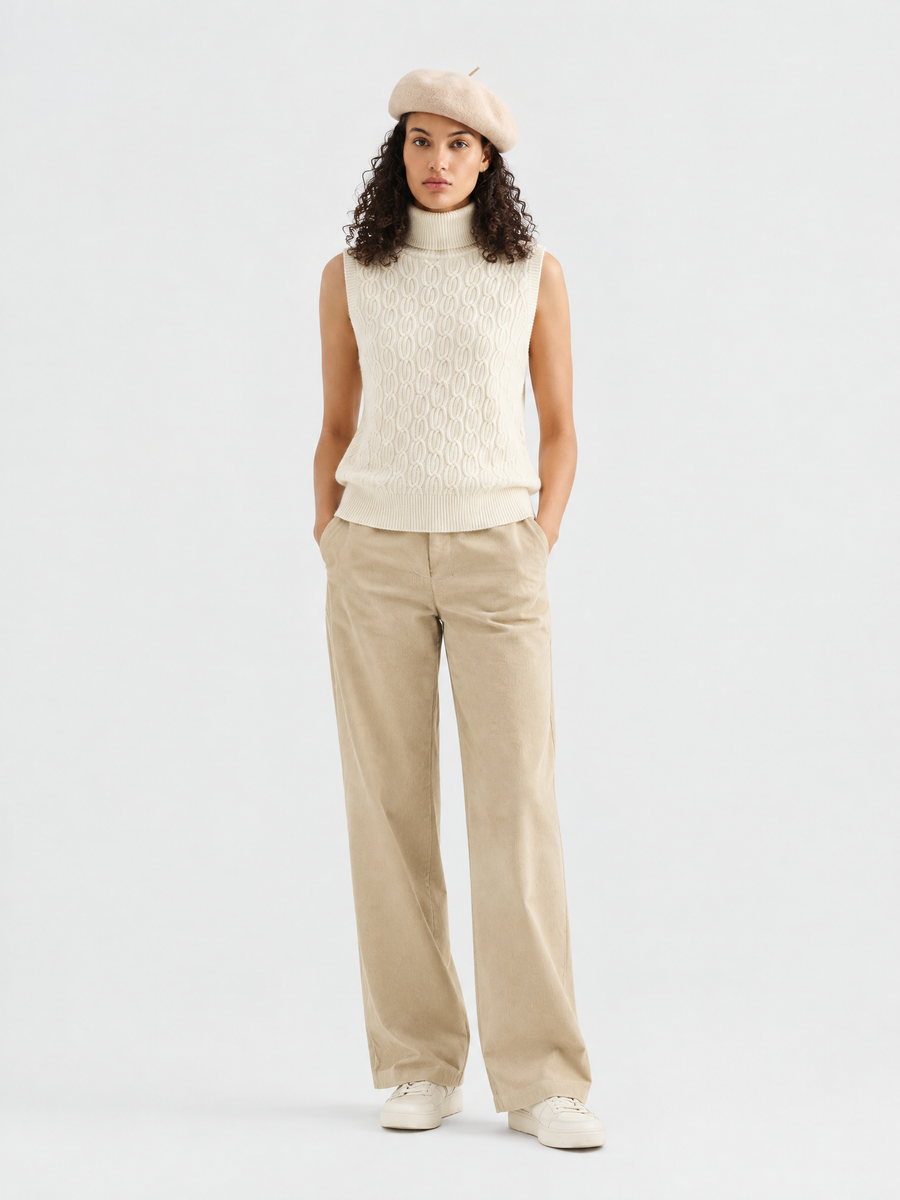 Cable-knit cashmere sleeveless top